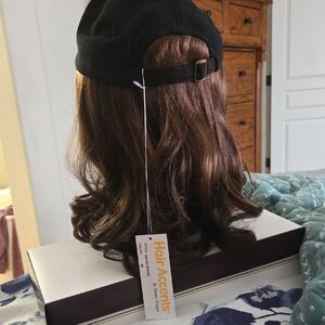 Hair Accents Curly Brownish Red Wig Color 6H with Black Cap, NWT..